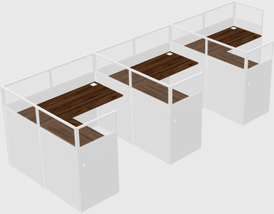 Shared l-shaped cubicle