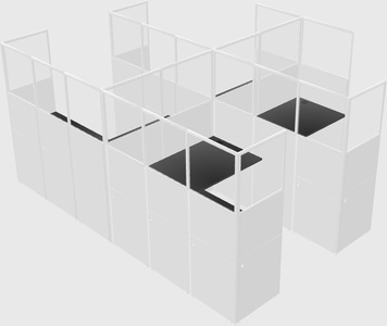 Shared l-shaped cubicle