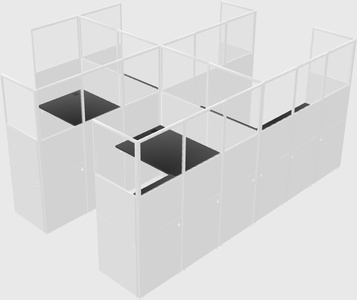 Shared l-shaped cubicle
