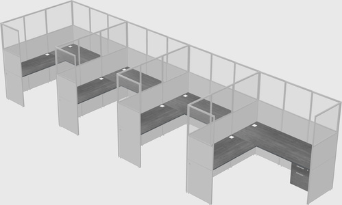 Shared l-shaped cubicle