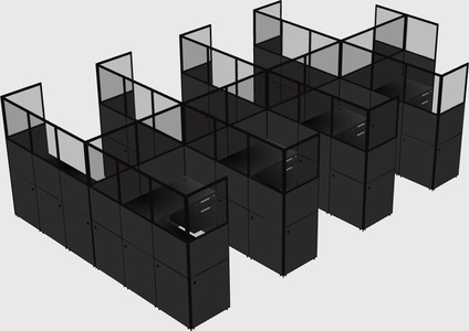 Shared l-shaped cubicle