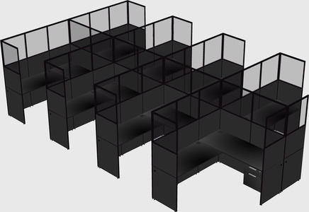 Shared l-shaped cubicle