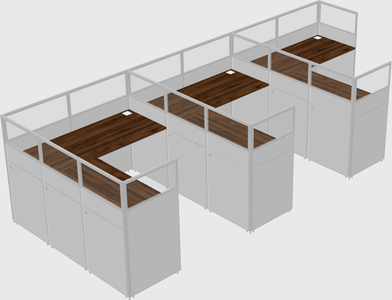 Shared l-shaped cubicle