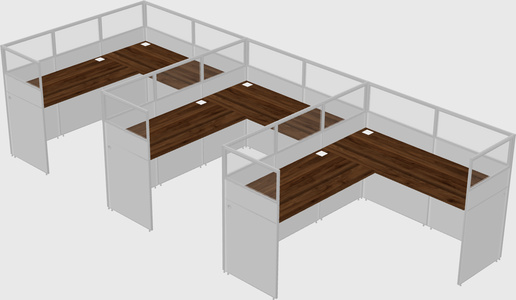 Shared l-shaped cubicle