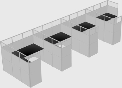 Shared l-shaped cubicle