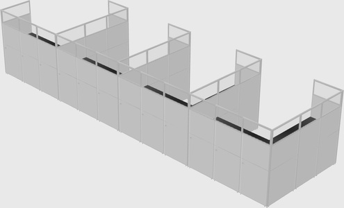 Shared l-shaped cubicle