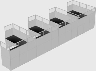 Shared l-shaped cubicle