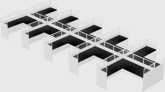 Shared l-shaped cubicle