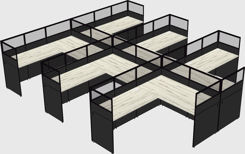Shared l-shaped cubicle