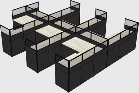 Shared l-shaped cubicle