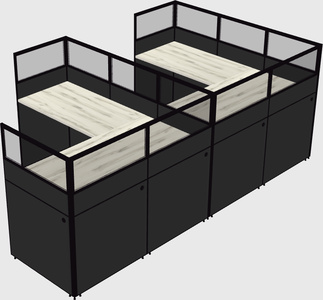 Shared l-shaped cubicle