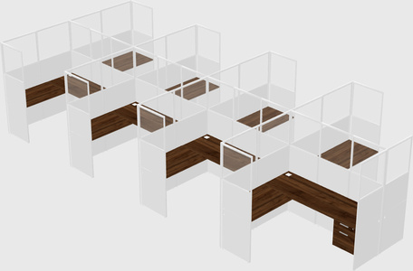 Shared l-shaped cubicle
