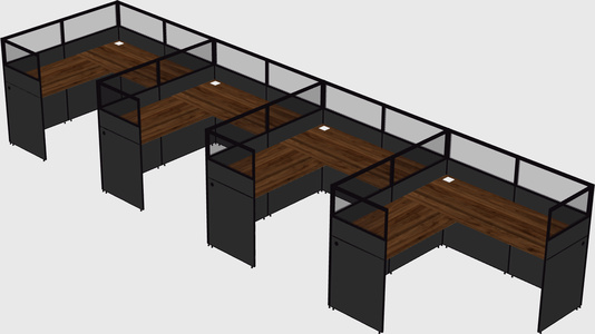 Shared l-shaped cubicle