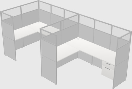 Shared l-shaped cubicle
