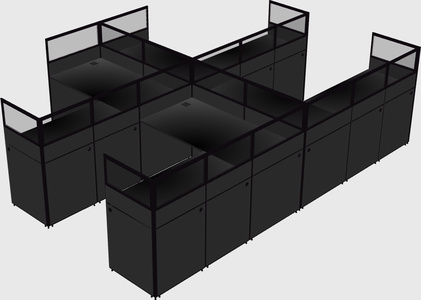 Shared l-shaped cubicle