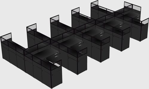 Shared l-shaped cubicle