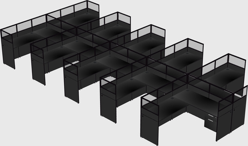 Shared l-shaped cubicle