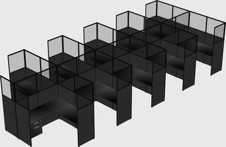 Shared l-shaped cubicle