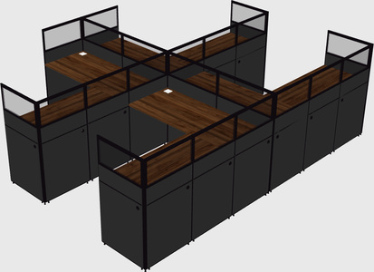 Shared l-shaped cubicle