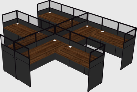 Shared l-shaped cubicle