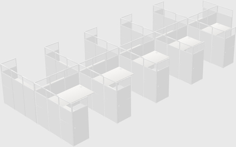 Shared l-shaped cubicle