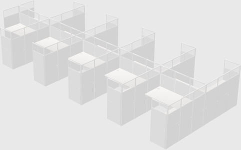 Shared l-shaped cubicle