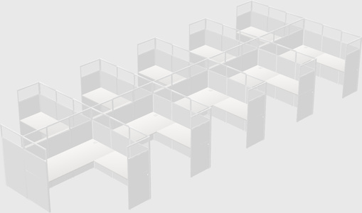 Shared l-shaped cubicle