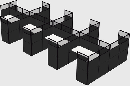 Shared l-shaped cubicle