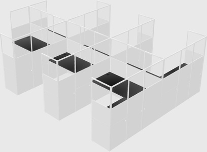 Shared l-shaped cubicle