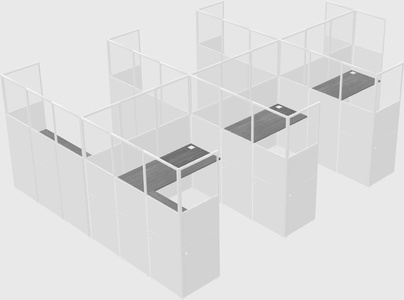 Shared l-shaped cubicle