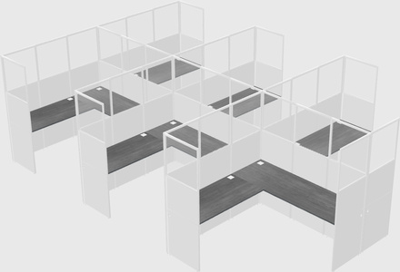 Shared l-shaped cubicle