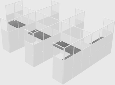 Shared l-shaped cubicle