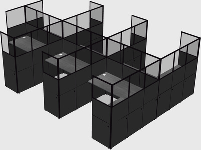 Shared l-shaped cubicle