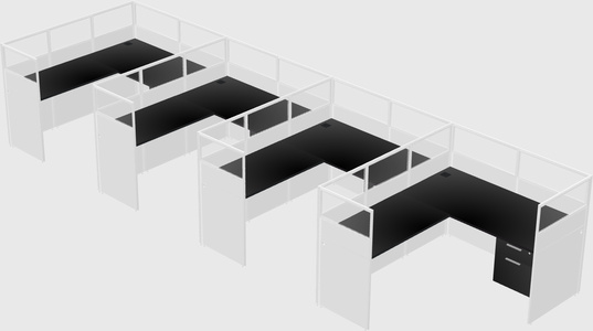 Shared l-shaped cubicle