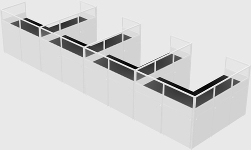 Shared l-shaped cubicle