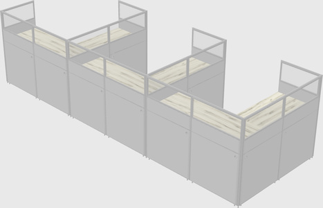 Shared l-shaped cubicle