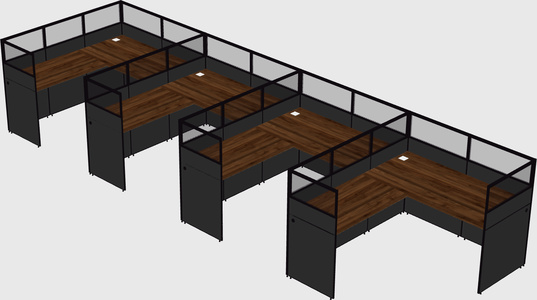 Shared l-shaped cubicle