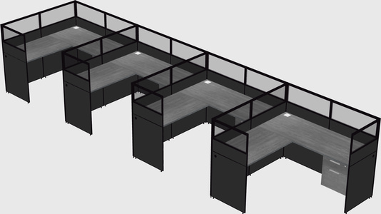 Shared l-shaped cubicle