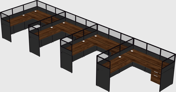 Shared l-shaped cubicle
