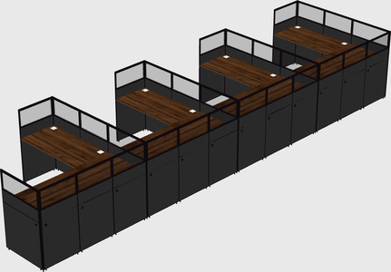 Shared l-shaped cubicle