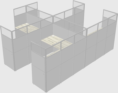 Shared l-shaped cubicle
