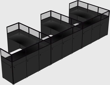 Shared l-shaped cubicle
