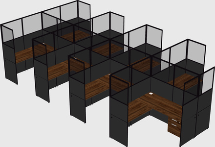 Shared l-shaped cubicle
