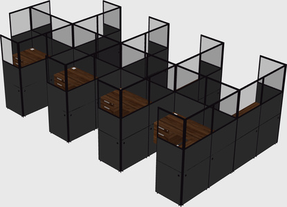 Shared l-shaped cubicle