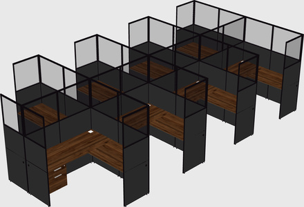 Shared l-shaped cubicle