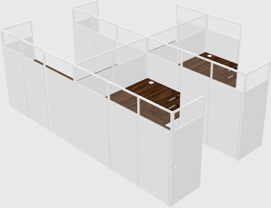 Shared l-shaped cubicle