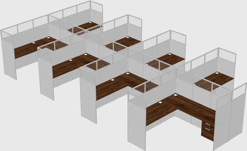 Shared l-shaped cubicle
