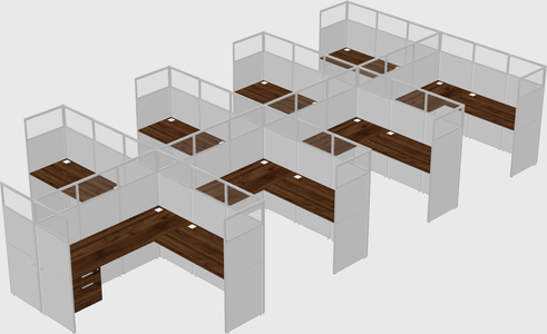Shared l-shaped cubicle