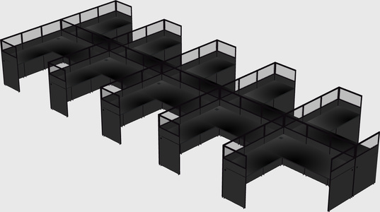 Shared l-shaped cubicle