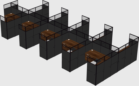 Shared l-shaped cubicle